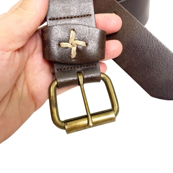 Dark Brown Leather Belt With Embroidery 🤍 - Picture 4 of 7